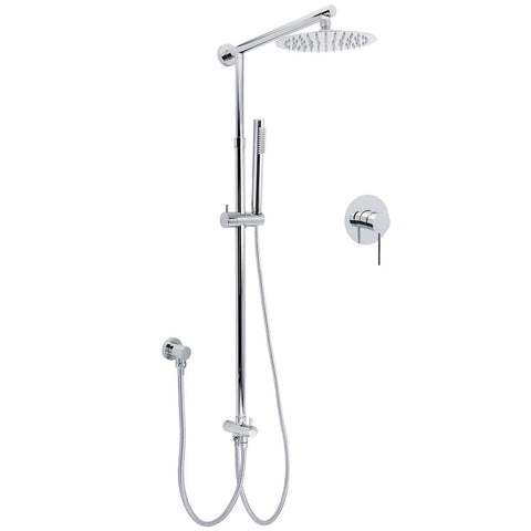 Darrahopens Furniture > Bathroom > Shower Heads & Screens WELS Chrome Round 2in1 8" Stainless Steel Rainfall Head Handheld Sliding Wall Rail Shower Mixer Set