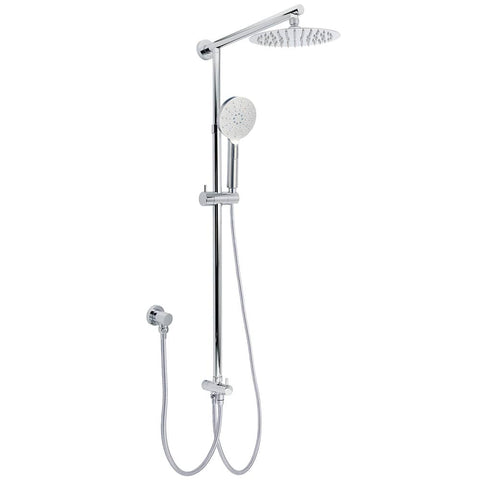Darrahopens Furniture > Bathroom > Shower Heads & Screens WELS Chrome Round 8" Stainless Steel Rain Head Handheld Sliding Rail Arm 2in1 Shower Set