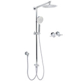 Darrahopens Furniture > Bathroom > Shower Heads & Screens WELS Chrome Round 8" Thin Rainfall Head Handheld Sliding Rail Arm 2in1 Shower Twin Taps Set