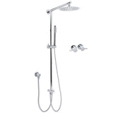 Darrahopens Furniture > Bathroom > Shower Heads & Screens WELS Chrome Round 8" Thin Rainfall Head Metal Handheld Sliding Rail Arm Dual Shower Twin Taps Set