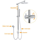 Darrahopens Furniture > Bathroom > Shower Heads & Screens WELS Chrome Round 8" Thin Rainfall Head Metal Handheld Sliding Rail Arm Dual Shower Twin Taps Set
