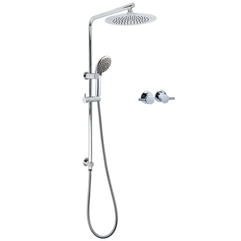 WELS Chrome Round 9" Rain Shower Head 5 Modes Massage Handheld Sliding Rail Set Twin Taps | darrahopens.com.au Premium AU Stock