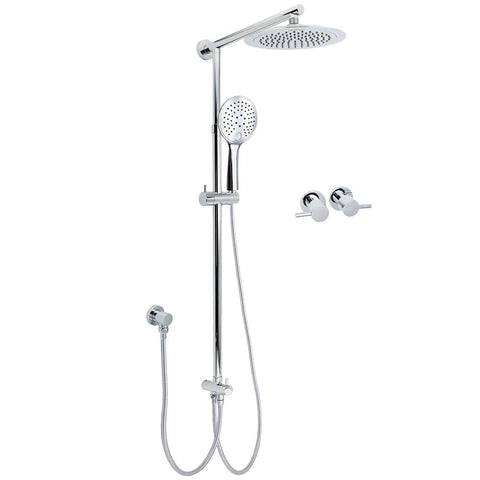 Darrahopens Furniture > Bathroom > Shower Heads & Screens WELS Chrome Round 9" Rainfall Dual Shower Head & Handheld Sliding Rail Wall Arm Twin Taps