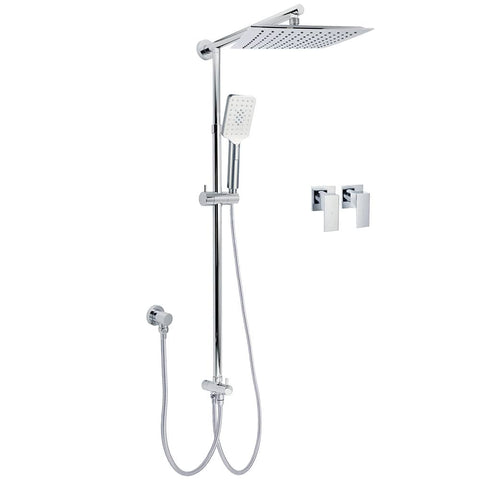 Darrahopens Furniture > Bathroom > Shower Heads & Screens WELS Chrome Square 10" Rain Shower Head 3 Mode Handheld Sliding Rail Wall Arm Taps Set