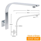 Darrahopens Furniture > Bathroom > Shower Heads & Screens WELS Chrome Square 10" Thin Rainfall Shower Head + Brass Gooseneck Wall Arm Set