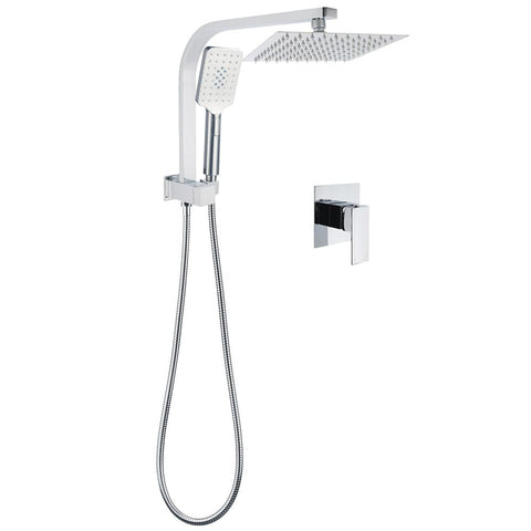 Darrahopens Furniture > Bathroom > Shower Heads & Screens WELS Chrome Square Dual Rain Shower 8" Head 3 Mode Handheld Diverter Wall Arm Mixer Set