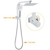 Darrahopens Furniture > Bathroom > Shower Heads & Screens WELS Chrome Square Dual Rain Shower 8" Head 3 Mode Handheld Diverter Wall Arm Twin Taps Set