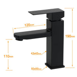 Darrahopens Furniture > Bathroom > Shower Heads & Screens WELS Classic Square Matt Black Basin Mixer Vanity Laundry Sink Faucet Tap Outlet