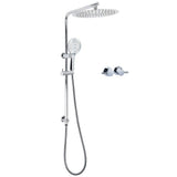 WELS Double Round Shower Head Handheld Sliding Rail Arm Chrome 12" Rainfall Twin Taps Set | darrahopens.com.au Premium AU Stock