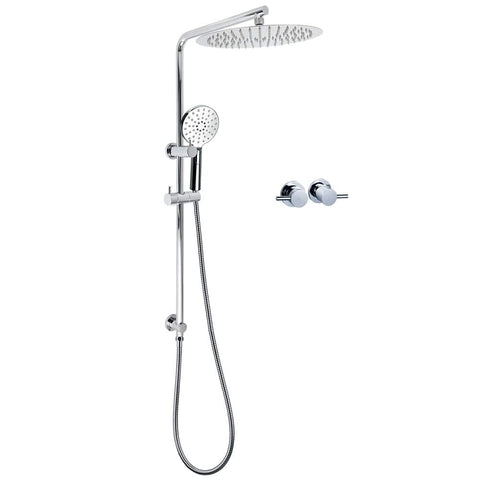 WELS Dual Shower Set Large Round 12" Rainfall Head 3 Modes Handheld Silde Rail Twin Taps | darrahopens.com.au Premium AU Stock