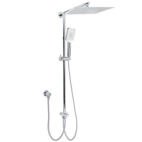 Darrahopens Furniture > Bathroom > Shower Heads & Screens WELS Dual Square Shower Head 12" Rain Rose + 3 Modes Handheld Diverter Rail Arm Set