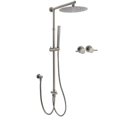 Darrahopens Furniture > Bathroom > Shower Heads & Screens WELS Gun Metal 2in1 Round Shower 10" Rain Head Single Mode Handheld Sliding Rail Twin Taps Set