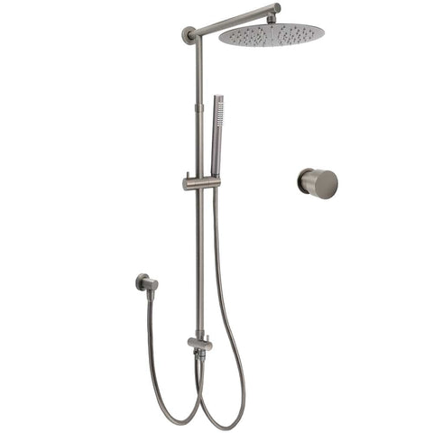 Darrahopens Furniture > Bathroom > Shower Heads & Screens WELS Gun Metal 2in1 Round Shower 10" Rain Head Stngle Mode Handheld Sliding Rail Arm Mixer Set