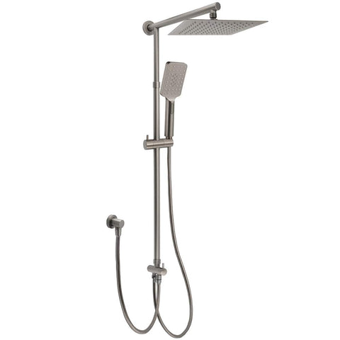 WELS Gun Metal 2in1 Shower Set Square 10" Rain Head Handheld Adjustable Silde Rail Combo | darrahopens.com.au Premium AU Stock