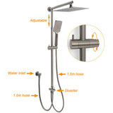 Darrahopens Furniture > Bathroom > Shower Heads & Screens WELS Gun Metal 2in1 Shower Set Square 12" Rainfall Head Handheld Adjustable Silde Rail Combo