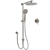 WELS Gun Metal Double Round Shower 10" Rain Head 3 Mode Handheld Sliding Rail Mixer Valve Set | darrahopens.com.au Premium AU Stock