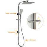Darrahopens Furniture > Bathroom > Shower Heads & Screens WELS Gun Metal Double Square Shower Head Set 10" Rain Handheld Sliding Rail Diverter Wall Mixer