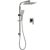 WELS Gun Metal Double Square Shower Head Set 10" Rain Handheld Sliding Rail Diverter Wall Mixer | darrahopens.com.au Premium AU Stock
