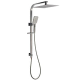 WELS Gun Metal Double Square Shower Head Set 12" Rain Handheld Sliding Rail 2 Way Switch | darrahopens.com.au Premium AU Stock
