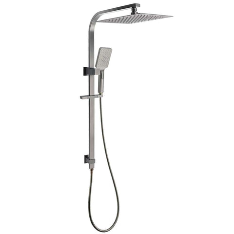 WELS Gun Metal Double Square Shower Head Set 12" Rain Handheld Sliding Rail 2 Way Switch | darrahopens.com.au Premium AU Stock