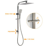 WELS Gun Metal Double Square Shower Head Set 12" Rain Handheld Sliding Rail 2 Way Switch | darrahopens.com.au Premium AU Stock