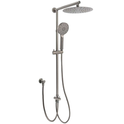 WELS Gun Metal Dual Round Shower 10" Rain Head 3 Mode Handheld Sliding Rail Diverter Set | darrahopens.com.au Premium AU Stock