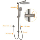 WELS Gun Metal Dual Round Shower Head 10" Rain Head 3 Mode Handheld Sliding Rail Diverter Set | darrahopens.com.au Premium AU Stock