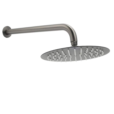 WELS Gun Metal Round 10" Rain Shower Head 400mm Straight Wall Mounted Arm Bath Set | darrahopens.com.au Premium AU Stock