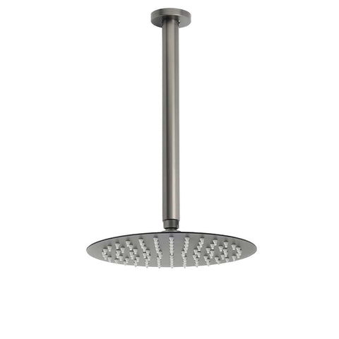 WELS Gun Metal Round 10" SUS Rainfall Shower Head 300mm Ceiling Dropper Arm Set | darrahopens.com.au Premium AU Stock