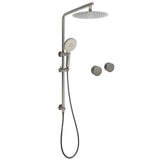 Darrahopens Furniture > Bathroom > Shower Heads & Screens WELS Gun Metal Round 10" Twin Shower Head 3 Modes Handheld Slide Rail Hot Cold Taps Set