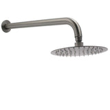 WELS Gun Metal Round 8" Rain Shower Head 400mm Straight Wall Mounted Arm Bath Set | darrahopens.com.au Premium AU Stock