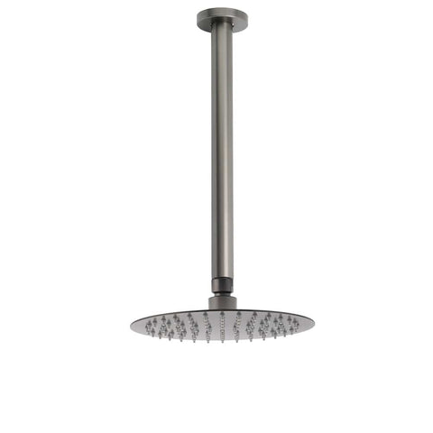 WELS Gun Metal Round 8" SUS Rainfall Shower Head 300mm Ceiling Dropper Arm Set | darrahopens.com.au Premium AU Stock