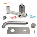 WELS Gun Metal Round Wall Basin Mixer Vanity Sink Tap Hot Cold Faucet Spout | darrahopens.com.au Premium AU Stock
