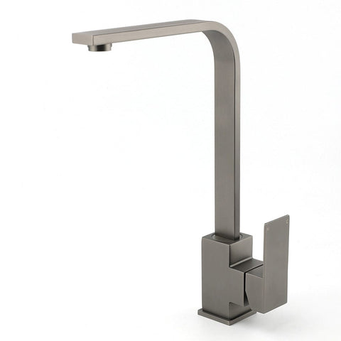 Darrahopens Furniture > Bathroom > Shower Heads & Screens WELS Gun Metal Square Gooseneck Swivel Laundry Kitchen Mixer Faucet Sink Tap Set