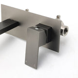 Darrahopens Furniture > Bathroom > Shower Heads & Screens WELS Gun Metal Square Wall Mount Basin Mixer Laundry Vanity Tap Spout Faucet Set