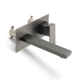 Darrahopens Furniture > Bathroom > Shower Heads & Screens WELS Gun Metal Square Wall Mount Basin Mixer Laundry Vanity Tap Spout Faucet Set
