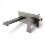 Darrahopens Furniture > Bathroom > Shower Heads & Screens WELS Gun Metal Square Wall Mount Basin Mixer Laundry Vanity Tap Spout Faucet Set