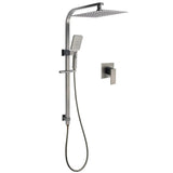WELS Gun Metal Twin Shower Head Square Set 12" Rain Handheld Sliding Rail Diverter Wall Mixer | darrahopens.com.au Premium AU Stock
