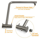 Darrahopens Furniture > Bathroom > Shower Heads & Screens WELS Gunmetal Round 10" Twin Shower Head 3 Modes Handheld Slide Rail Diverter Arm
