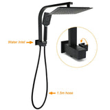 Darrahopens Furniture > Bathroom > Shower Heads & Screens WELS Matt Black 10" Rain Shower Head 3 Mode Handheld Gooseneck Arm Diverter 2in1 Set Taps