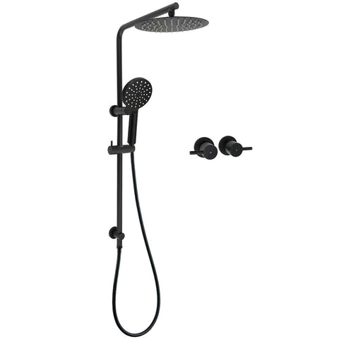 Darrahopens Furniture > Bathroom > Shower Heads & Screens WELS Matt Black 10" Shower Rain Head Handheld Silde Wall Arm Rail Dual Set Twin Taps