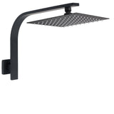 Darrahopens Furniture > Bathroom > Shower Heads & Screens WELS Matt Black 10" Square Thin Rain Shower Head Brass Gooseneck Wall Arm Set