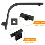 Darrahopens Furniture > Bathroom > Shower Heads & Screens WELS Matt Black 10" Square Thin Rain Shower Head Brass Gooseneck Wall Arm Set