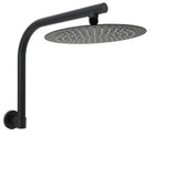 Darrahopens Furniture > Bathroom > Shower Heads & Screens WELS Matt Black 10" SUS Round Rain Shower Head & Gooseneck Swivel Wall Arm Set