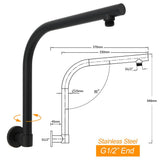 Darrahopens Furniture > Bathroom > Shower Heads & Screens WELS Matt Black 10" SUS Round Rain Shower Head & Gooseneck Swivel Wall Arm Set