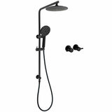 Darrahopens Furniture > Bathroom > Shower Heads & Screens WELS Matt Black 2in1 Round 9" Rainfall Shower Head & 3 Modes Handheld Silde Rail Taps Set