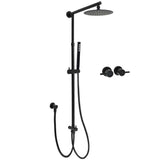Darrahopens Furniture > Bathroom > Shower Heads & Screens WELS Matt Black 2in1 Shower 8" Round Head Set Sliding Rail Single Mode Handheld + Twin Taps