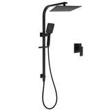 Darrahopens Furniture > Bathroom > Shower Heads & Screens WELS Matt Black 2in1 Shower Set 10" Square Rain Head Handheld Silde Rail Arm Mixer Valve