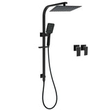Darrahopens Furniture > Bathroom > Shower Heads & Screens WELS Matt Black 2in1 Shower Set 10" Square Rain Head Handheld Silde Rail Arm Twin Taps