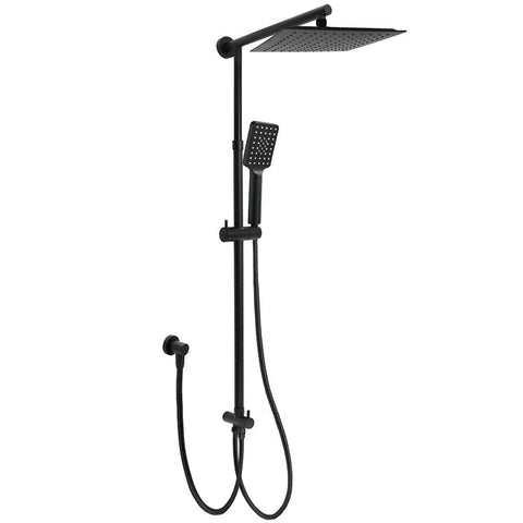 Darrahopens Furniture > Bathroom > Shower Heads & Screens WELS Matt Black 2in1 Square 10" Rain Shower Head 3 Mode Handheld Adjustable Rail Set